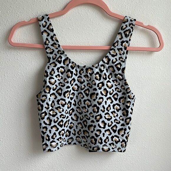 The Upside Ice Blue Leopard Crop Top Women’s Size XXS - Picture 2 of 6